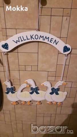 Табелка Willkommen с гъски, снимка 2 - Декорация за дома - 20903808