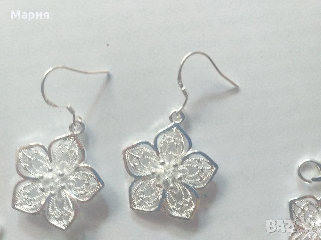 сребърен комплект "Цветя", снимка 2 - Бижутерийни комплекти - 25855816
