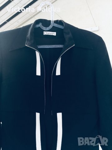 Ефектно тъмно-синьо сако-яке,лен и вискоза, снимка 6 - Якета - 23039966