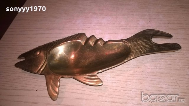 риба-пепелник-мед/месинг-20х9см-внос швеицария, снимка 5 - Колекции - 19989437