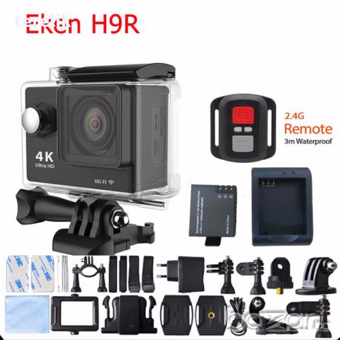 █▬█ █ ▀█▀ Нова Eken H9R +Дистанционно 22 части 12 MP 4K WiFI 2.0” LCD Екшън спортна видеокамера go p, снимка 11 - Камери - 17285588