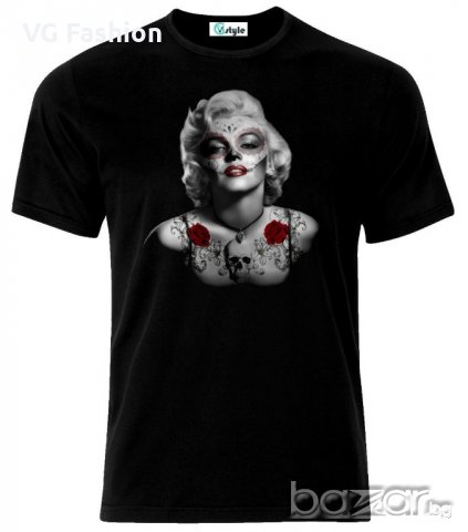 Мъжка тениска Marilyn Monroe Tattoo Skull, снимка 1 - Тениски - 21424752