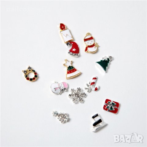 12 бр. Коледни бижута за маникюр, снимка 3 - Продукти за маникюр - 23173814