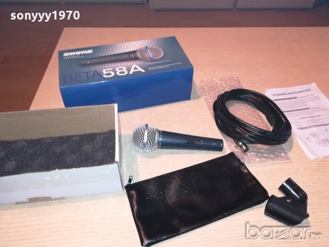 shure beta sm58s микрофон с кабел и кеис и стоика-от швеицария, снимка 17 - Микрофони - 20374213