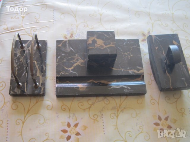 Уникална немска мраморна мастилница комплект, снимка 5 - Колекции - 25549484
