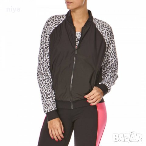 Дамско тънко яке бомбър на Juicy Couture в черно и бяло със леопардов принт на ръкавите, снимка 1