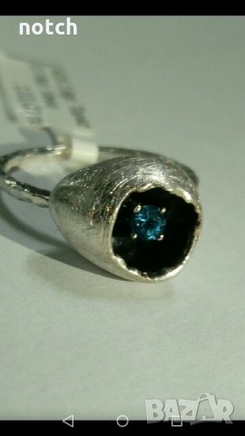 Сребърен пръстен с естествен топаз, снимка 2 - Пръстени - 23755197