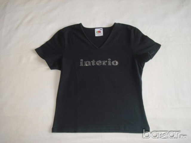 Черна тениска с камъни,М , снимка 3 - Тениски - 18368594