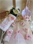 Комплект за кръщене в розово с калинки, снимка 1 - Подаръци за кръщене - 16155445