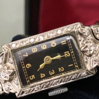 Платина с диаманти изящен дамски часовник, снимка 3 - Дамски - 24861048