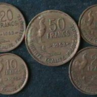 лот 5 монети от 10,20 и 50 франка 1953, Франция, снимка 1 - Нумизматика и бонистика - 8391537