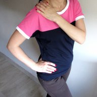 Дамска блуза в розово и тъмно синьо, снимка 5 - Корсети, бюстиета, топове - 10779284