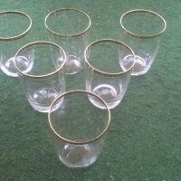 Чаши за безалкохолно тънко оцветено стъкло със златни кантове 6 бр, снимка 3 - Чаши - 25136029