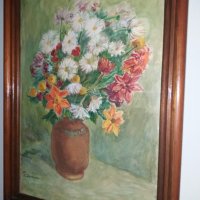 Люба Паликарова стара картина акварел натюрморт цветя  1975, снимка 3 - Картини - 23743155