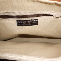 Кафява  кожена чанта genuine leather Made in Italy, снимка 3 - Чанти - 20925504