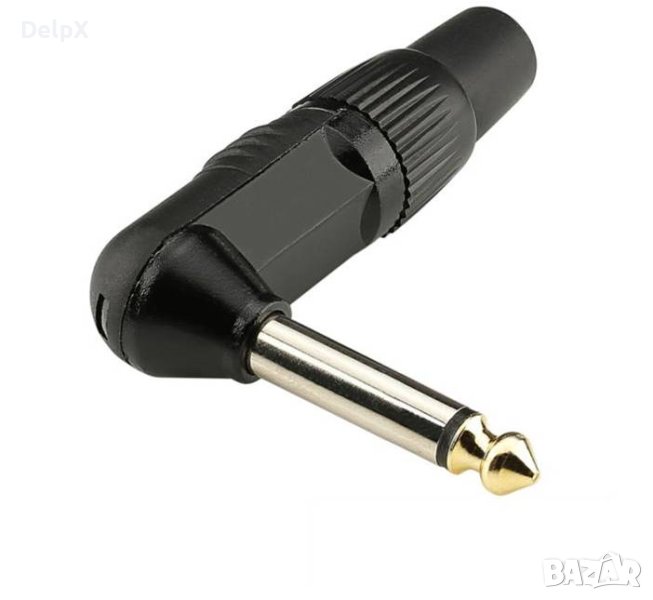 Букса професионална ъглова за кабел метална MONO 6,3mm JACK(м), снимка 1