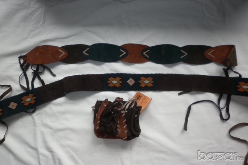 Кожени колани 2 броя и кожена торба от 80 г , снимка 1