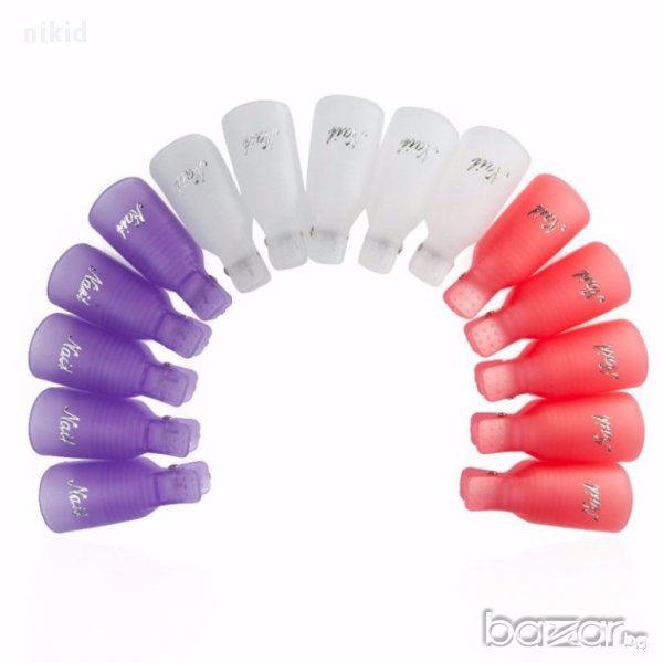 10 бр щипки контейнери за нокти маникюр за сваляне на гел лак акрил , снимка 1