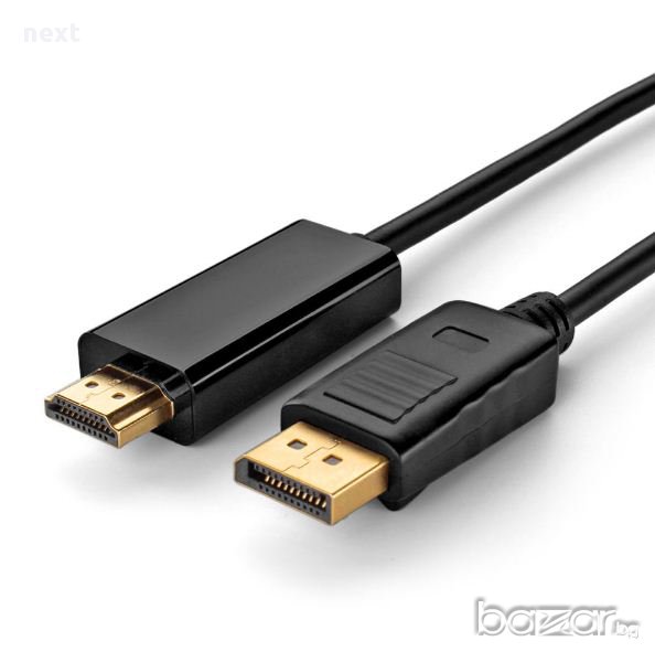 DisplayPort към HDMI качествен кабел 3м мъжко-мъжко + Гаранция, снимка 1