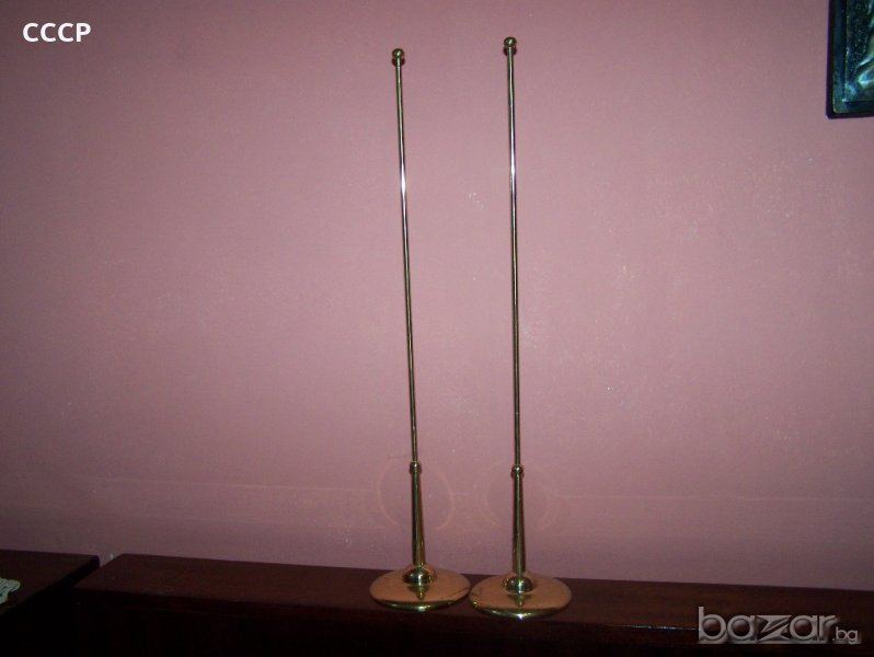 Стари месингови настолни пилони за знаме, снимка 1
