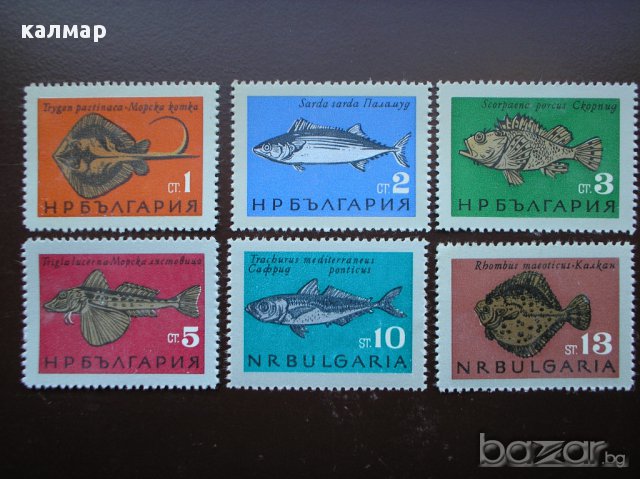 български пощенски марки - риби 1965, снимка 1 - Филателия - 13592685