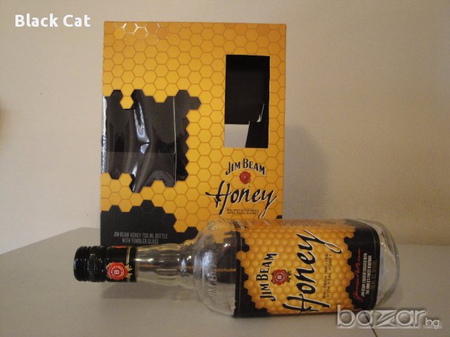 Празна колекционерска бутилка / шише от бърбън уиски Jim Beam Bourbon Honey, картонена кутия,алкохол, снимка 2 - Други ценни предмети - 10255680