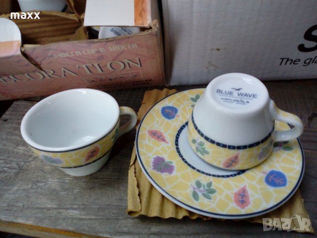 Чаша кафе с чинийка Blue wave, снимка 1