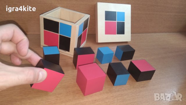  Montessori Binomial Cube Монтесори Биномно Магическо Кубче дървени играчки, снимка 4 - Образователни игри - 24999943