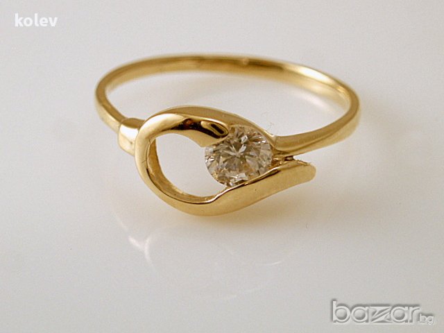 златен пръстен с циркон -КАПЧИЦА- 1.51 гр/ размер №52, снимка 3 - Пръстени - 17044511