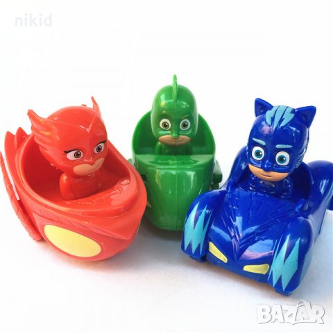 3 бр PJMASKS PJ Masks PJ Mask с подвижни коли колички кола фигурки PVC за игра и украса торта декор