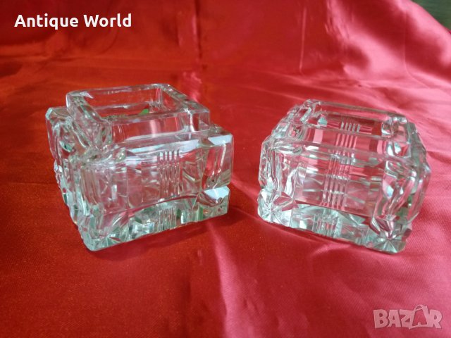 Комплект Свещници Шведско Кристално Стъкло, снимка 1 - Антикварни и старинни предмети - 25073804