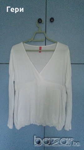 Бяла блуза балон, снимка 1 - Блузи с дълъг ръкав и пуловери - 18306703