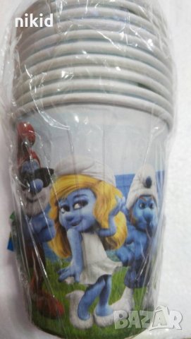 Смърфовете The smurfes смърфчета смърфчетата 8 бр картонени чаши парти рожден ден, снимка 2 - Чаши - 22017392