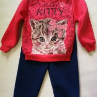 Мека блузка и панталонче с картинка коте, снимка 2 - Детски Блузи и туники - 23528908