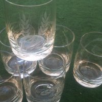 Стъклени чаши с гравюра за концентрат от едно време комплект, снимка 3 - Чаши - 24192494