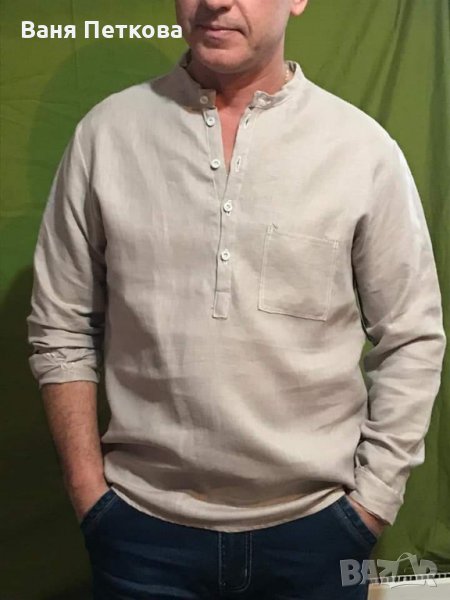 Ленена мъжка риза., снимка 1