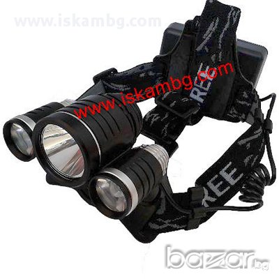 Мощен челник 1800lm T6 + Q5 със стойка, снимка 1