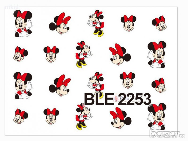 BLE 2253 татос мики маус червена пандела  ваденки водни стикери за нокти маникюр, снимка 1