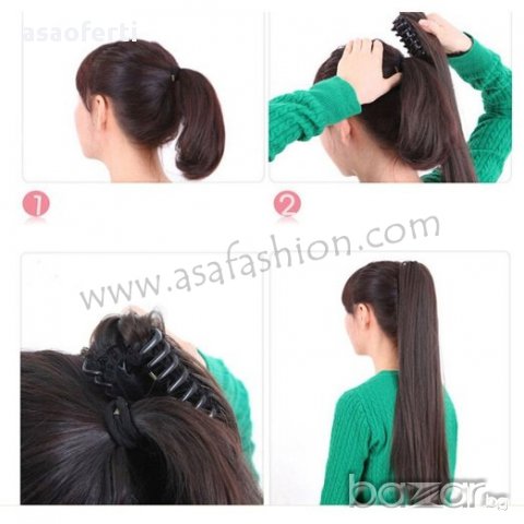 Конска опашка от изкуствен косъм с щипка-цвят кестеняв, снимка 2 - Аксесоари за коса - 12448294