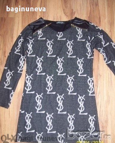 дамска блузка-туника с кожени ръкави на YSL реплика-размер- М-Л - ХЛ, снимка 8 - Туники - 9218715