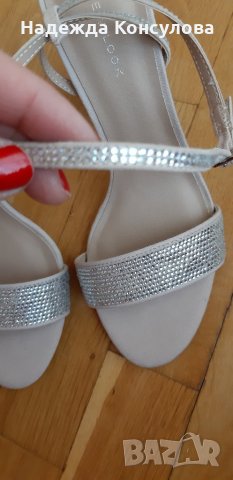 Сандали със стабилен ток и камъчета. , снимка 6 - Дамски обувки на ток - 24789170