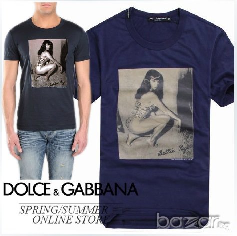 D&G Dolce and Gabbana Bettie Page Print Мъжка Тениска size 46 (S)
