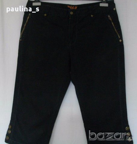 Черни еластични дънки с велур ефект” Jasmin”-design, снимка 1 - Къси панталони и бермуди - 15228629