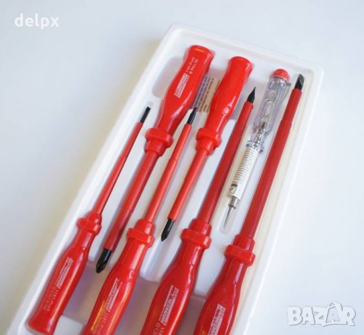 Електричарски отвертки червени 1000V изолирани комплект 7бр., снимка 1