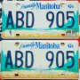 Канадски Автомобилни Регистрационни Номера Табели MANITOBA КАНАДА Чифт Комплект, снимка 1 - Колекции - 20287612