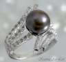 Сребърни  пръстен с естествена черна перла, снимка 1 - Пръстени - 20549494