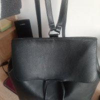 ZARA Черна кожена дамска чанта раница , снимка 3 - Чанти - 32068700