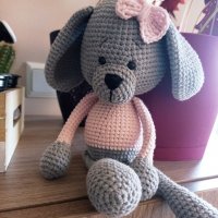 Ръчно плетена играчка куче амигуруми, снимка 1 - Плюшени играчки - 38237156
