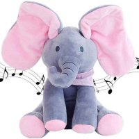 Плюшена детска играчка слон с музикален бутон, снимка 1 - Музикални играчки - 40813533