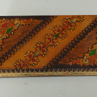 Стара дървена пирографирана кутия от Соца 19/9/5 см, снимка 2 - Други ценни предмети - 44696129